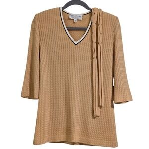 St. John Collection Tunic Sweater Women 2 V Neck Belt Santana Knit Top USA Read